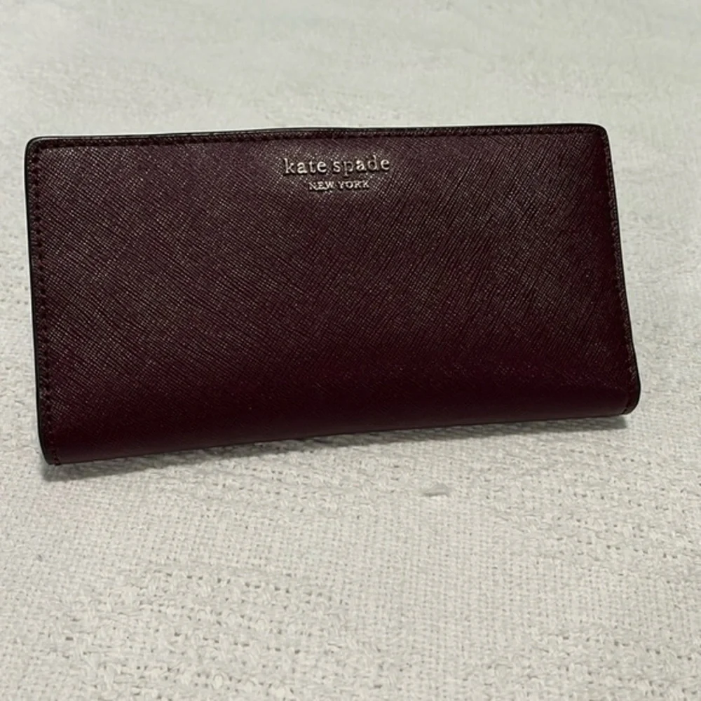 Kate Spade wallet folder purple snap button several card holders signature spade - Picture 2 of 9